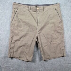 Carbon2Cobalt Micro Check Shorts Mens 36 Tan Brown Casual Summer Cotton Blend